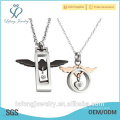 2016 New year gift high polished Stainless Steel jewelry flying heart necklace for couples